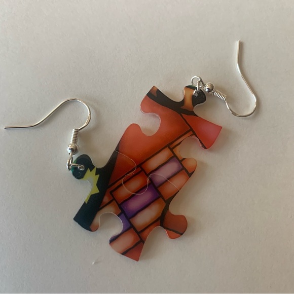 Handmade puzzle earrings - Picture 6 of 10